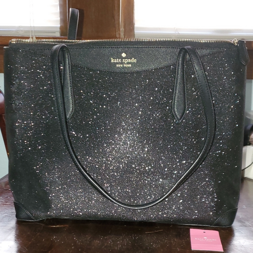 Kate Spade Black Glitter Tote Bag.  Super Cute!